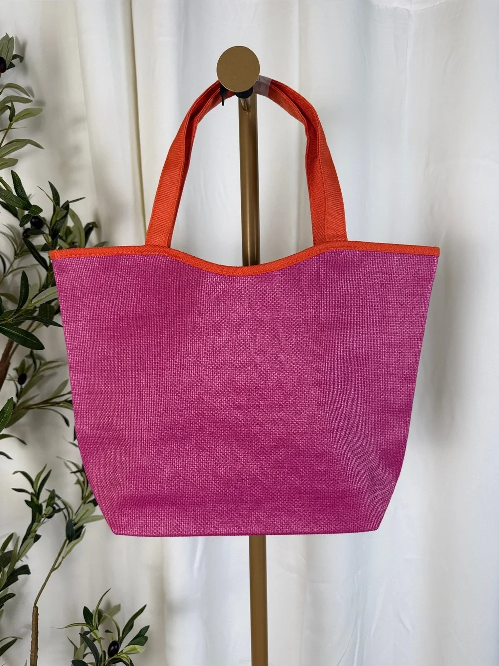 Brand New Lancome Pink Tote with Orange Trim (B1) - Picture 1 of 7